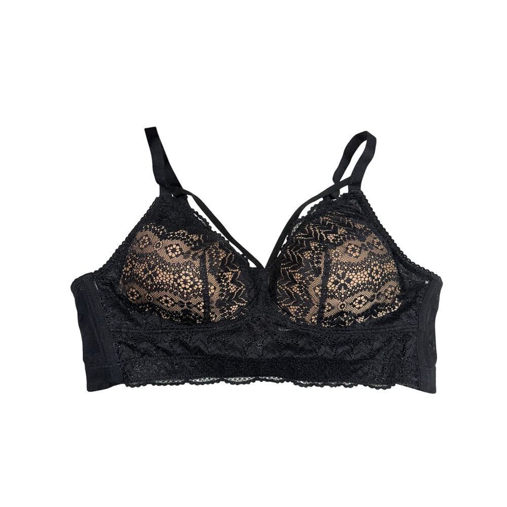 Parfait Bralette Lace Black 36 D adjustable straps no underwire